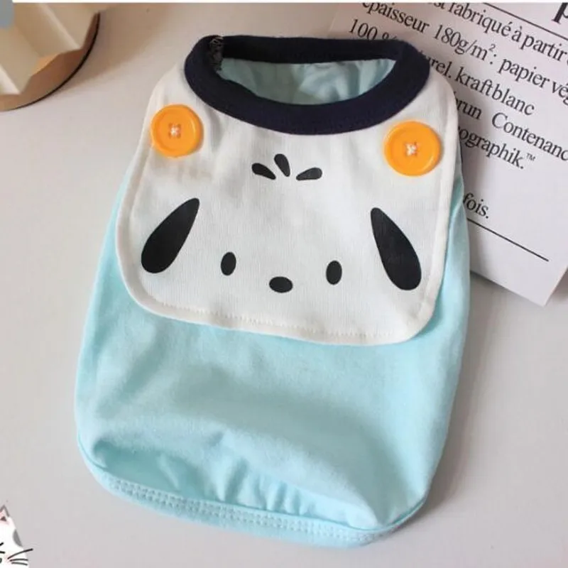 Blue Cotton Dog Vest Pet Turndown Collar Costume for Teddy Bulldog Spring Summer Cat Clothes