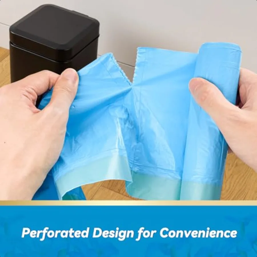 Bolsas de basura pequeñas con cordón de 4 galones, extra gruesas, 300 unidades, 15 micrones, resistentes a desgarros, pequeñas bolsas de basura para baño y oficina
