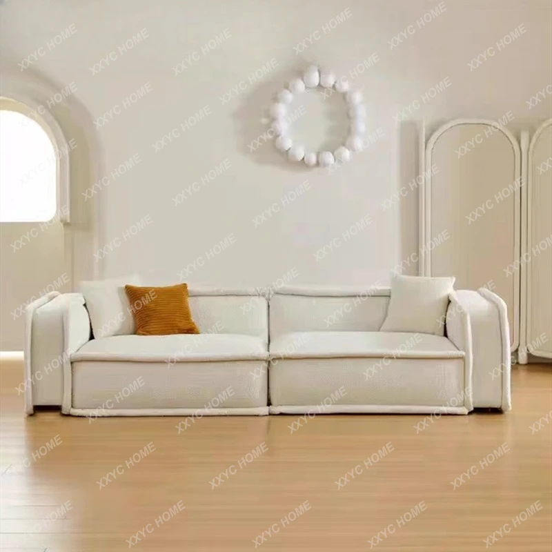 Cream bean bag fabric sofa model room hotel living room three-person sofa