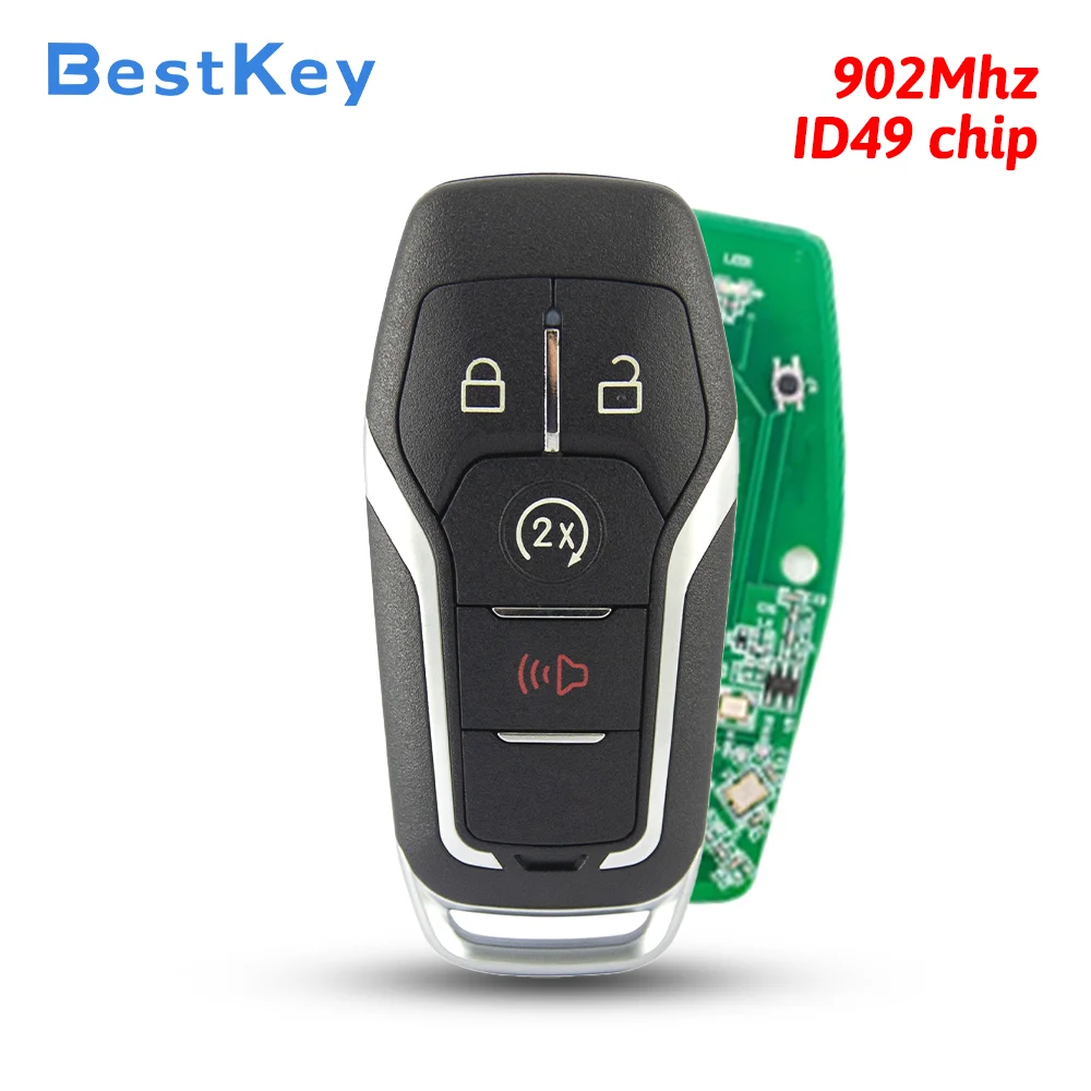 Best Key FCC M3N‑A2C31243300 PN 164‑R8140 164‑R8108 4 Button Smart Key 902MHz ID49 Chip for 2016‑2017 Ford Explorer Lincoln MKC