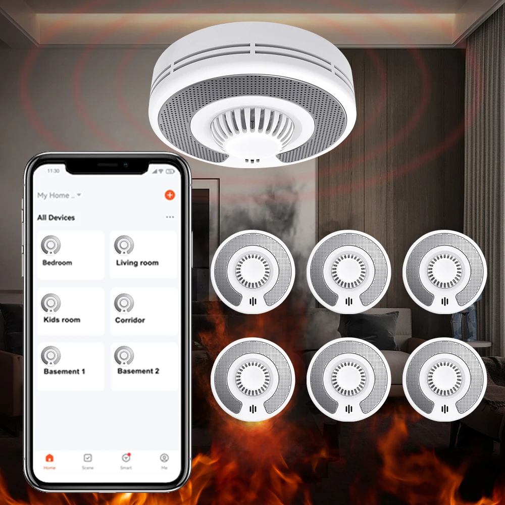 Wi-Fi Smart Heat Detector with Tuya App control, Tuya Smart Heat Alarm with Sealed 10-Year Li-Battery, BS 5446-2, VH03W, 2-Pack