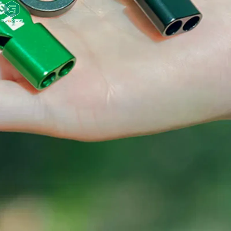 

Aluminum Alloy High Decibel Whistle Keychain Double Pipe With Rope Camping Hiking Whistle 5 Colors Outdoors Portable Tools