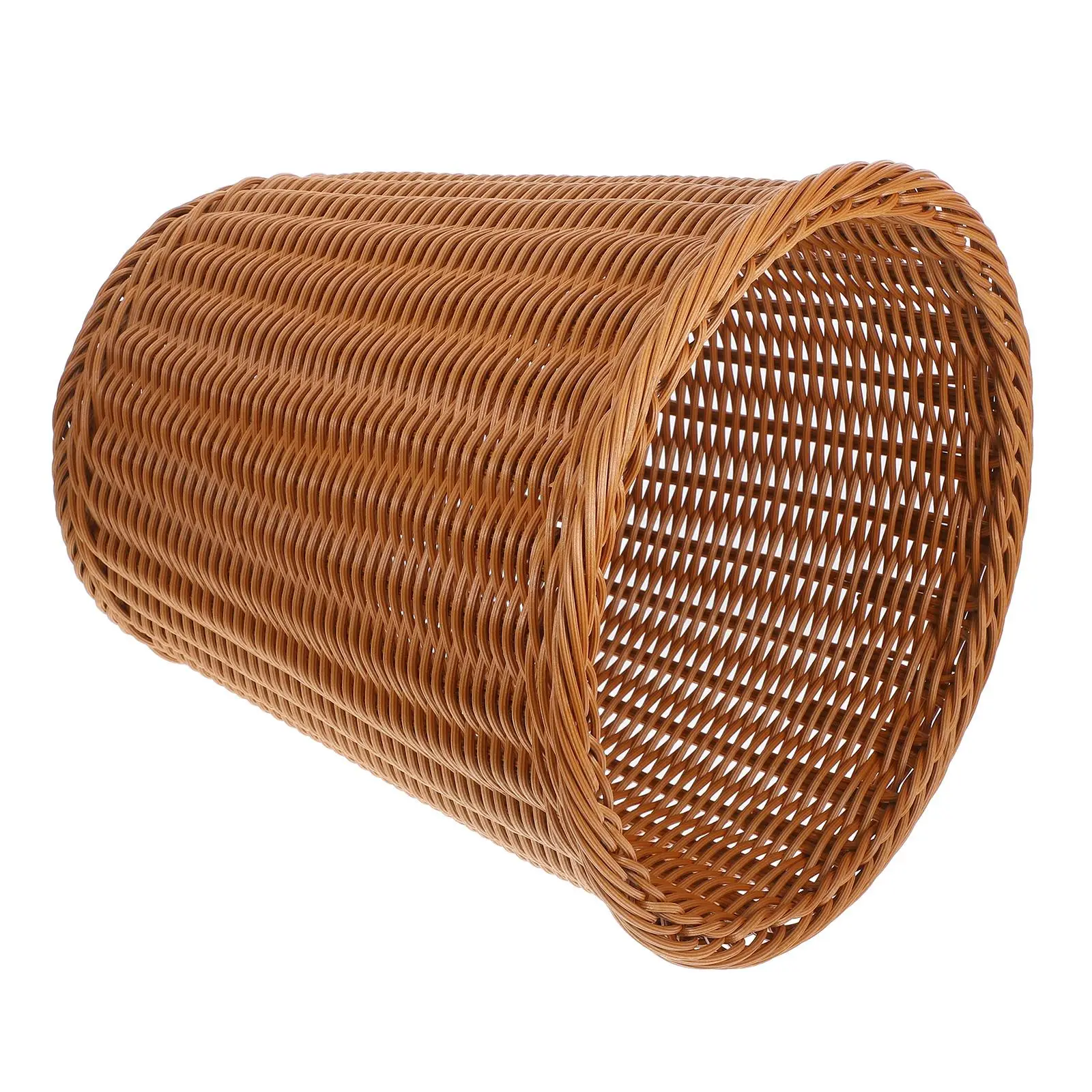 

Woven Trash Can Round Small Plastic Waste Bin for Bedroom Bathroom Office Nursery Garbage Container Sturdy Environmental