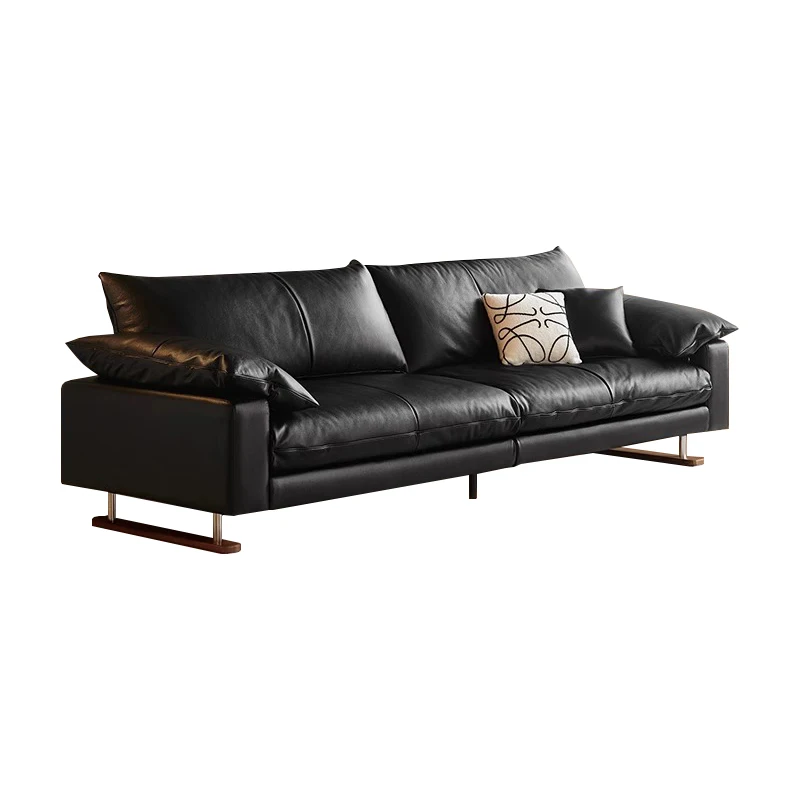Comfortable Vintage Sofas Fancy Genuine Leather Lounge Living Room Couches Designer Solid Wood Divano Da Soggiorno Furniture