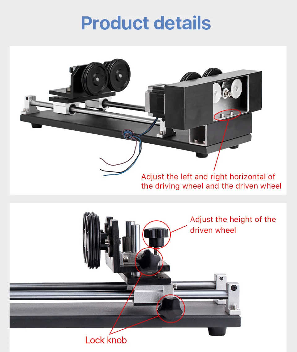 Cloudray Dreh Gravur Befestigung mit Rollen Stepper Motoren für Laser Gravur Schneiden Maschine Modell EIN – Detail 4