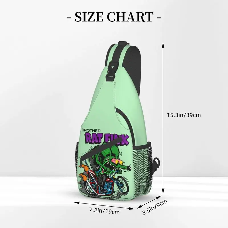 Anime Cartoon Rat Fink Sling Chest Bag Customized Crossbody Shoulder Backpack for Men Traveling Daypack