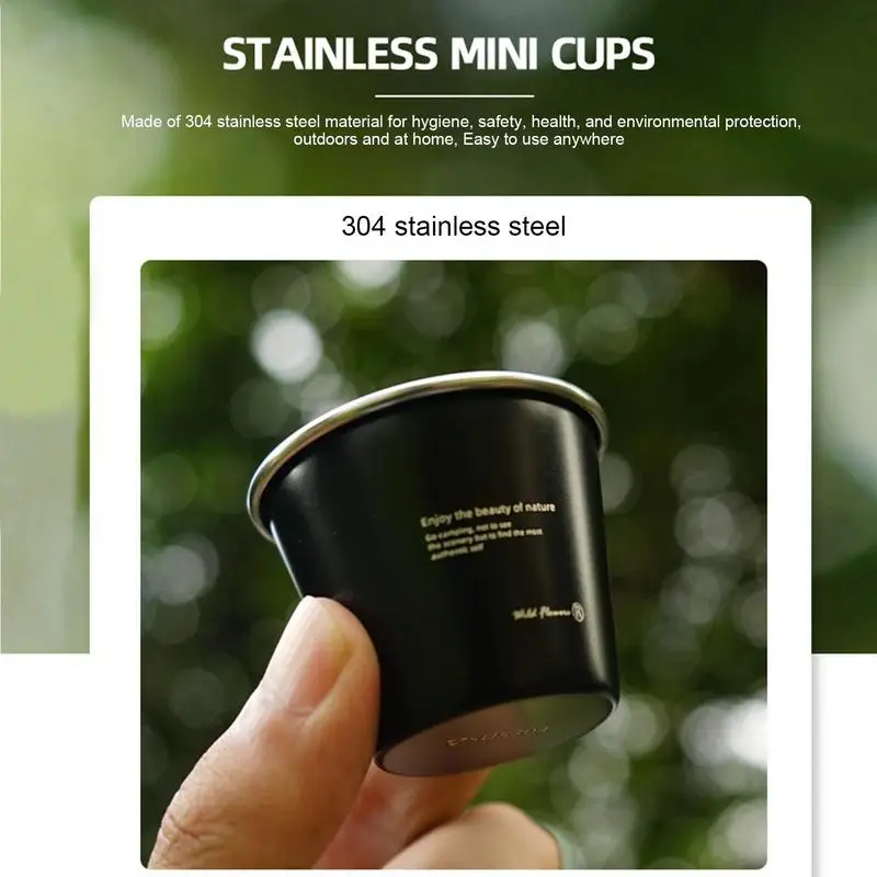 4PCS Outdoor Cup Set 50ML 304 Stainless Steel Camping Hiking Picnic Water Tea Beer Coffee Milk BBQ small Mug Glass Portable