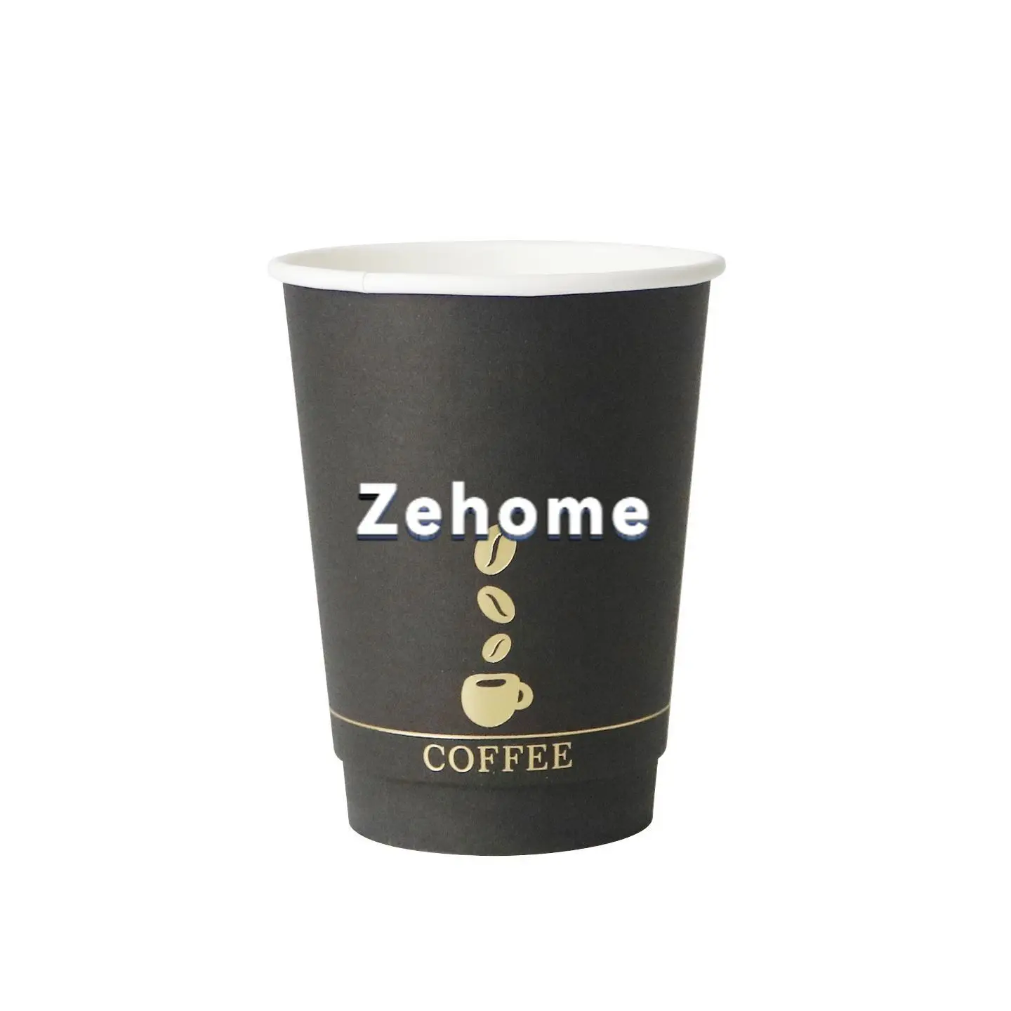 50pcs Bronzing coffee bean pattern coffee paper cup with lid disposable milk tea cup go out to carry thickened hollow cup