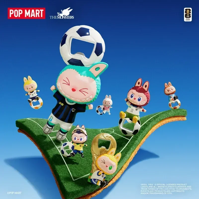 POP MART LABUBU THE MONSTERS FIFA Series Bottle Opener Fridge Magnet Mystery Box Genuine Blind Box Guess Toys Bag Ornament view 3