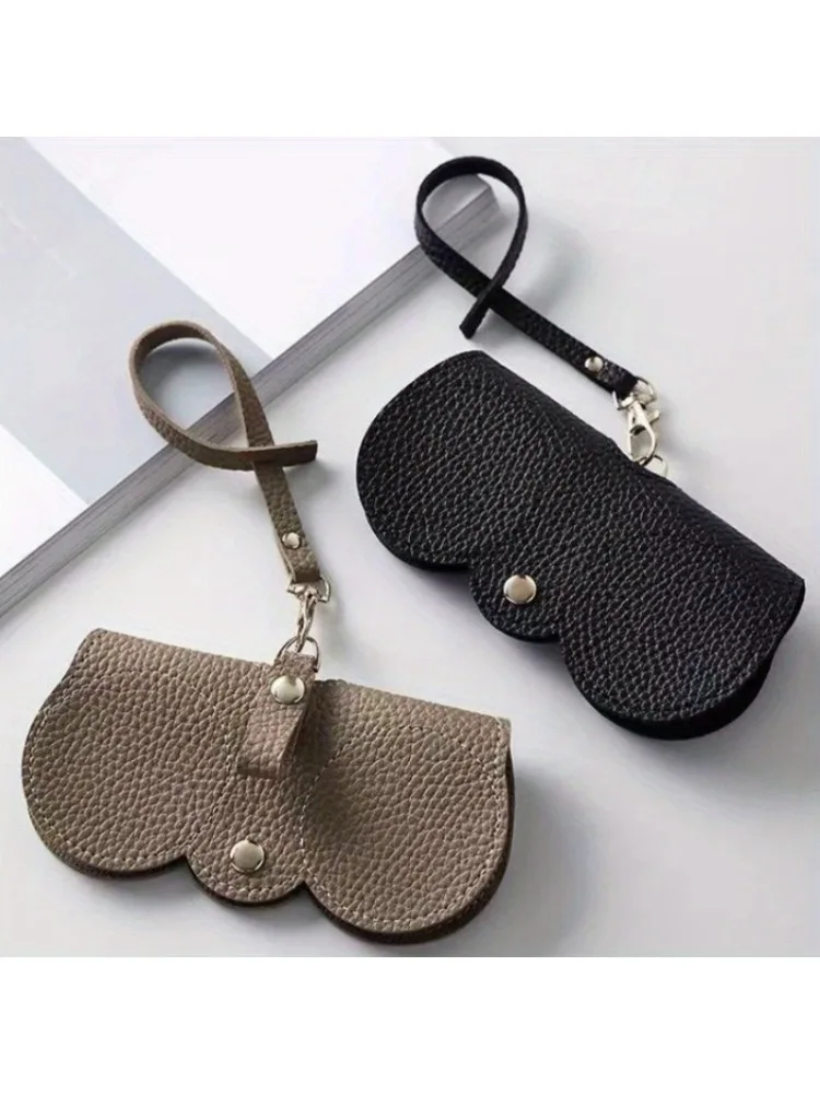Trendy Retro Elegant Portable Glasses Pouch, PU Leather Sunglasses Storage Clip Bag, Durable Protective Container