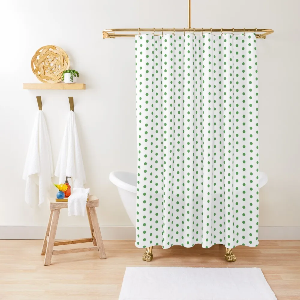 

Green Polka Dots on White Shower Curtain Modern Accessory Bathrooms Toilet Accessories Bathroom Cover Curtain