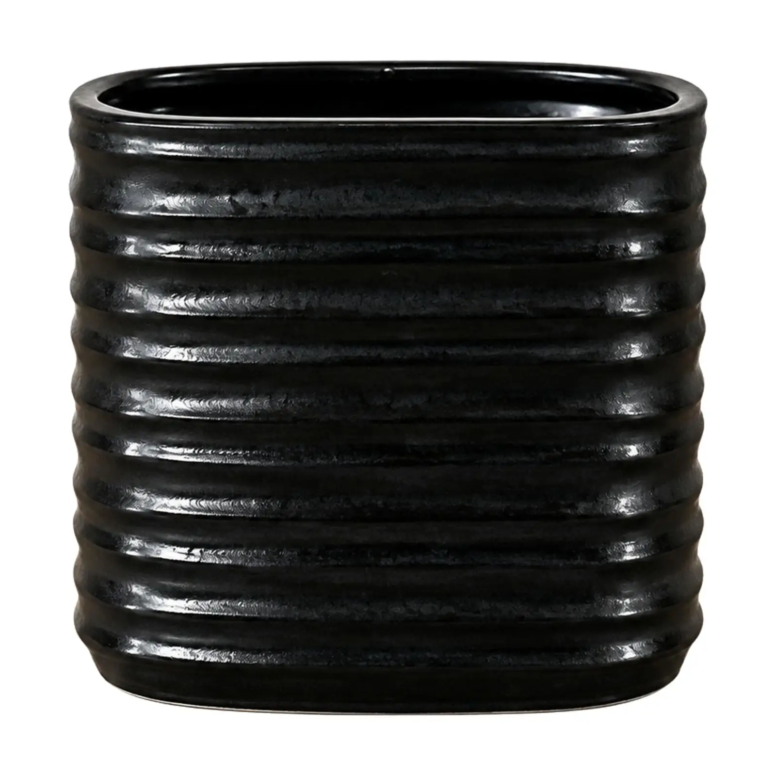 Decorative Ceramic Vase for Plants Indoor Tabletop Planter Textured Ribbed Flower Pot for Home Office Reception Area Decor