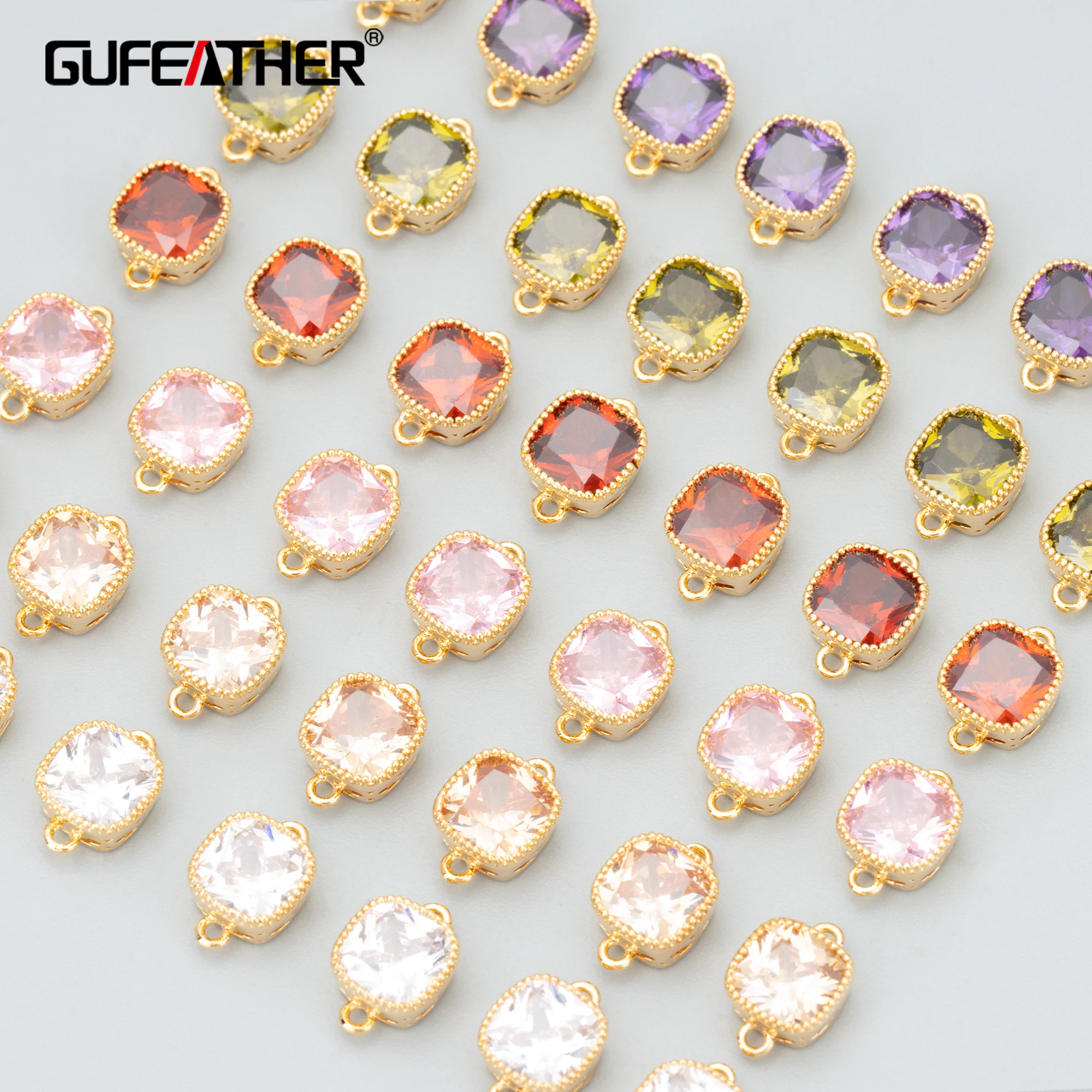 

GUFEATHER MC18,jewelry accessories,18k gold plated,nickel free,copper,zircons,two jump ring,jewelry making,diy pendant,10pcs/lot