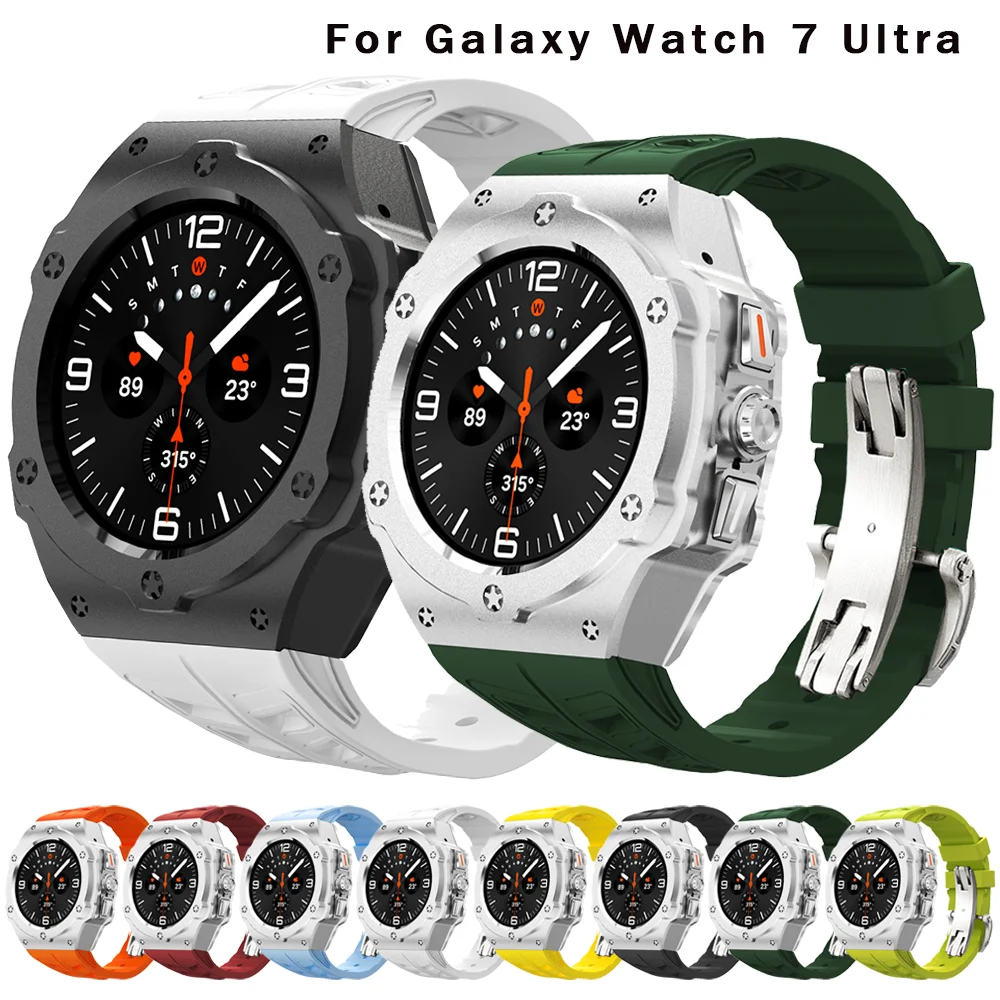 

Luxury Modification Kit For Samsung Galaxy Watch 7 Ultra 47MM Metal Case For Galaxy Watch 7 Ultra Fluororubber Strap Diy Mod Kit
