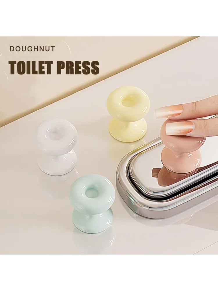 Cute Creative Bathroom Supplies Long Nails Dedicated Water Tank Button Sticker Donut Toilet Flush Button Button Flush Lift Cover