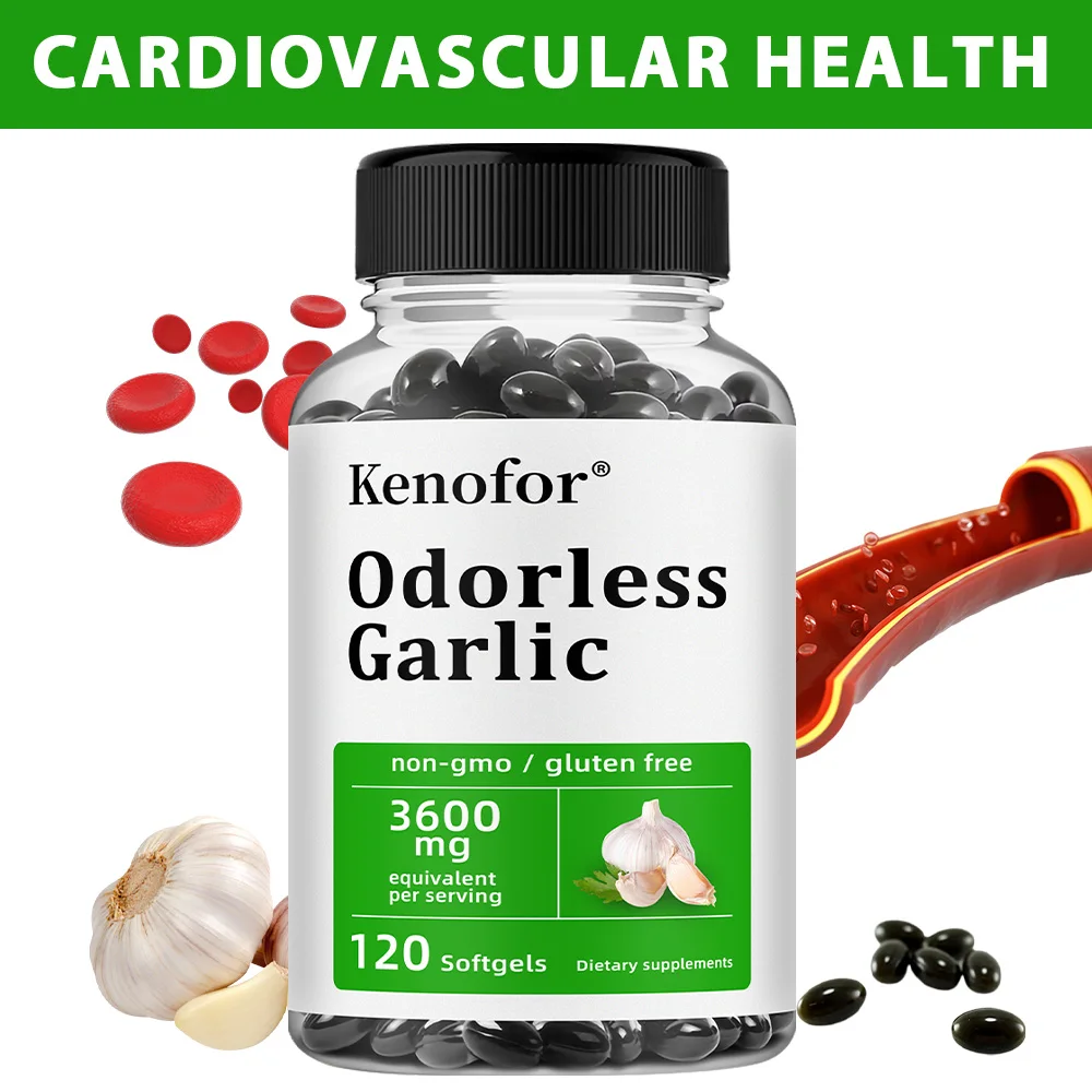 

Odorless Garlic Capsules 3600mg, Antioxidant, Support Cardiovascular, Cholesterol Healthy, Cellular Detox & Daily Immune Balance