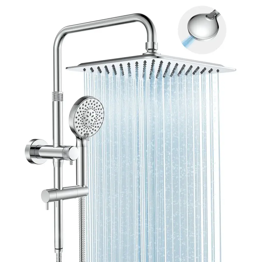 

Душевые лейки с функцией тропического душа и ручным душем, 10-дюймовая лейка для душа с высоким давлением, ручная лейка с 9 режимами и регулировкой высоты