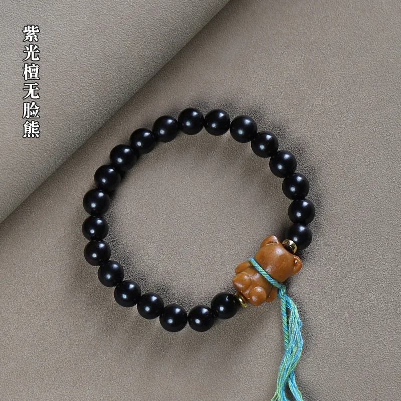 

UMQ Sandalwood Faceless Bear Beads Bracelet Woven Bracelet Sandalwood Female Artistic Ethnic Style Couple Jewelry Gift