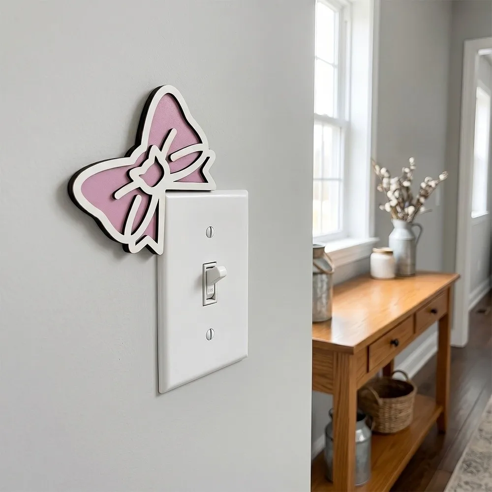 Cartoon Cat Ear Right Angle Ornament Heart Star Door Corner Sign Wooden Bow Home Decoration Table Corner