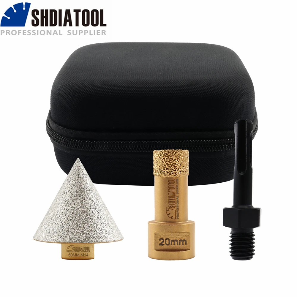 

SHDIATOOL 3pcs/kit M14 Diamond Core Drill Chamfer Bits Set Hole Saw Cutter Accessories Marble Granite Stone Tile Ceramic Oxford