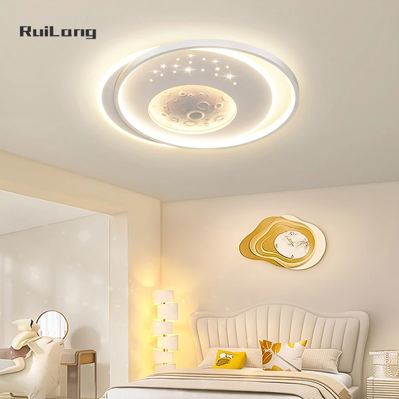 

Kids Room Ceiling Light Moon Design Creative Starry Round Chandelier for Children Boys Girl Bedroom Ceiling Lamp Plafonnier Led