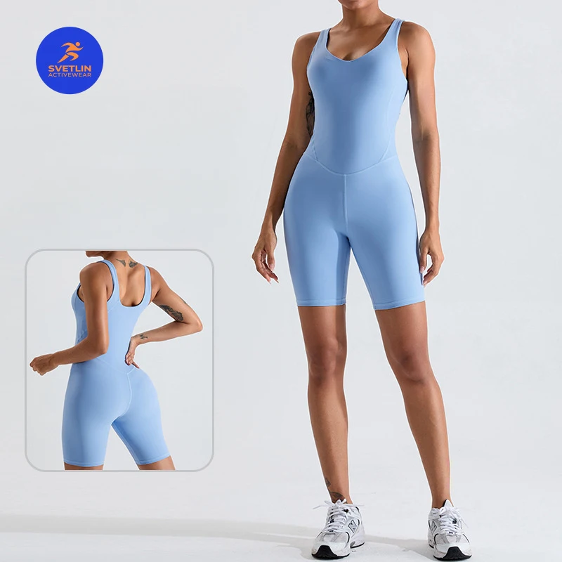 SVETLIN EU US Size Luxury Quality Jumpsuit Sports Women's Nude Feel Butt-Lifting Yoga Outfit Yoga Shorts One-Piece  Onesie