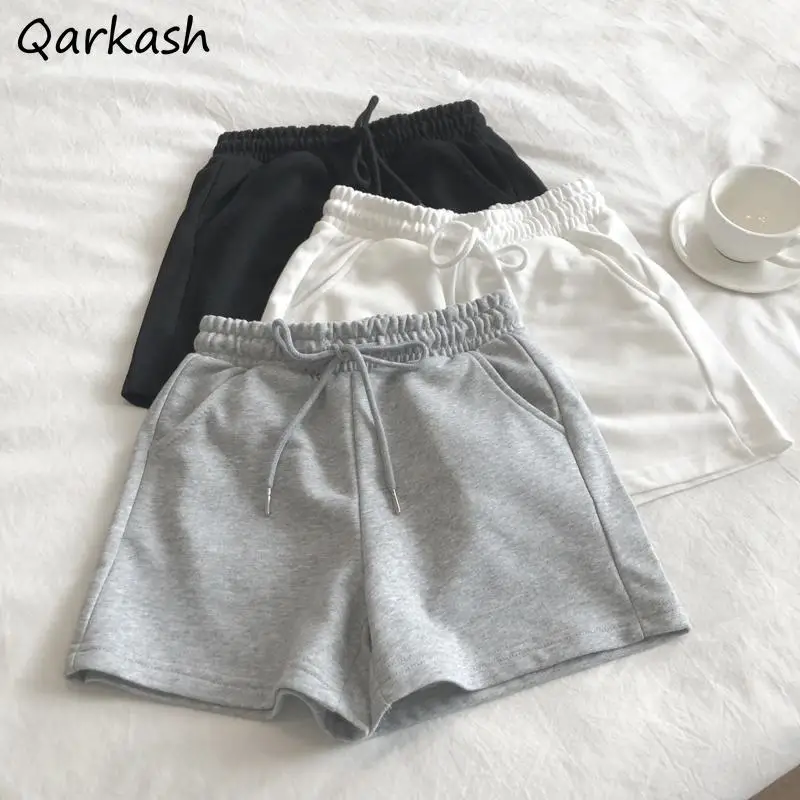 Shorts Women M-3XL Harajuku Mini Summer Unisex Solid Basic Trousers Drawstring Couple High Street Leisure All-match New Simple