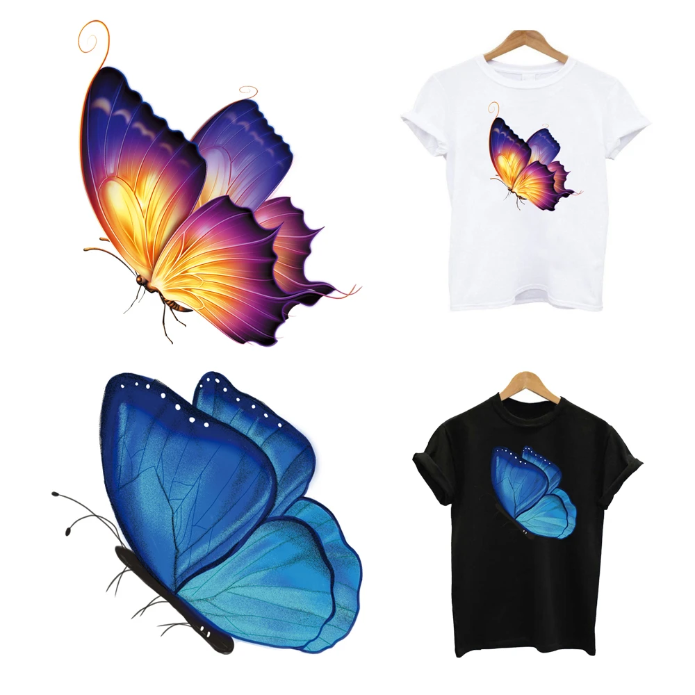 Iron On Fusible Patches Heat Thermal Transfer Women T-Shirt Stickers Ironing Applications For Clothing Butterfly Custom