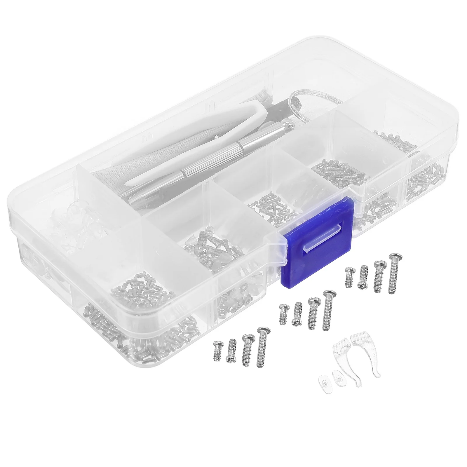 

1Set Eyeglass Repair Kit Nose Pads Screws Precision Screwdrivers Glasses Repair Set Portable Organizer for All Eyewear Repairs