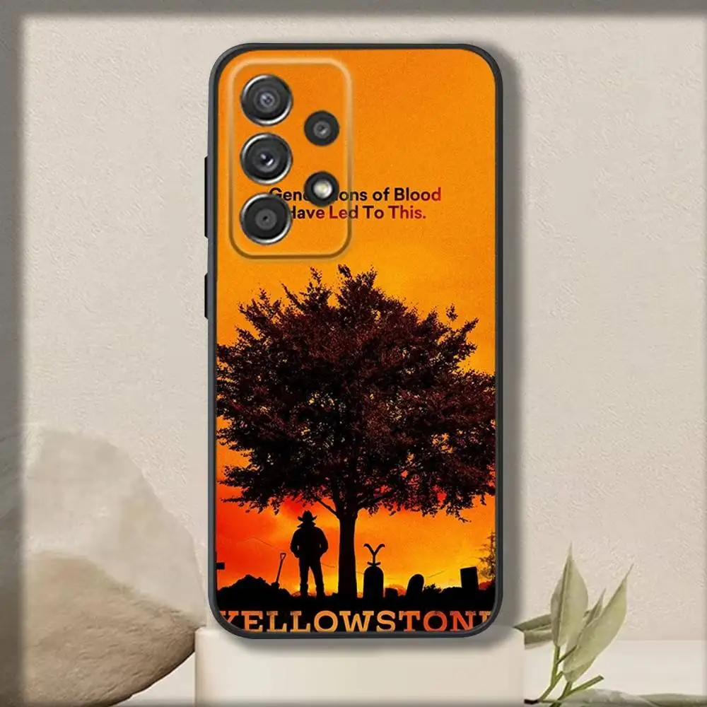 حافظة هاتف فيلم Y-Yellowstones لهاتف سامسونج S 25,24,23,22,30,21,10,9,Ultra,Plus,Lite,FE,4,5G حافظة سوداء ناعمة