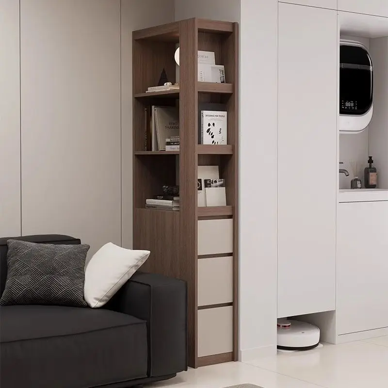 

New corner bookcase solid wood floor crevice storage cabinet very narrow shelf living room sofa side cabinet corner cabinet