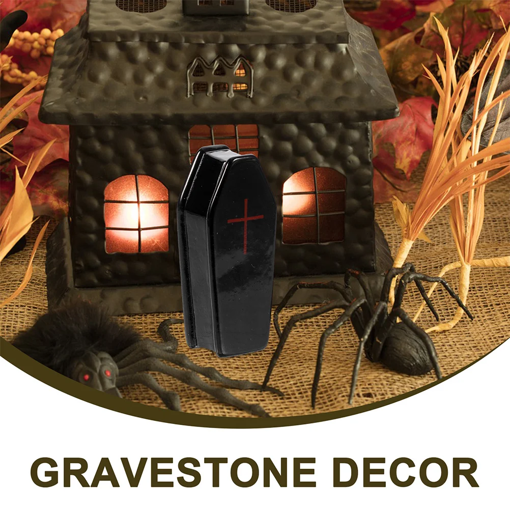 1 set Coffin Tombstone Decor Set Resin Halloween Graveyard Ornaments For Garden Yard Party Haunted House Cemetery Grave Stones