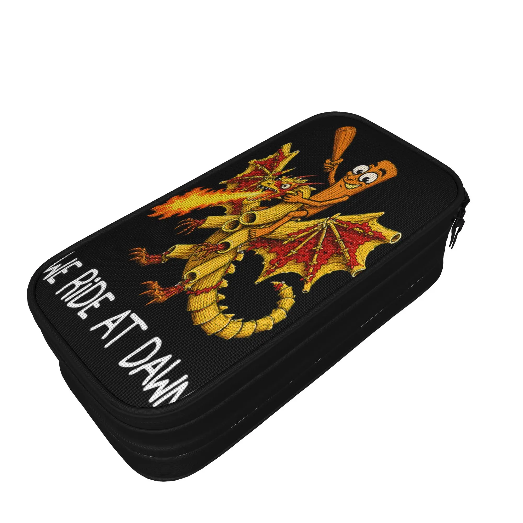 We Ride At Dawn Tung Sahur Dragon Cannelloni Brainrot Meme Pencil Case University Pencil Pouch Child Canvas School Pencil Cases