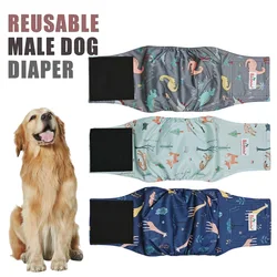 2 Packs Pet Male Dog Diaper Washable Nappy Belly Bands Reusable Leak Proof Pets Sanitary Pants Cute Print Diapers For Puppy