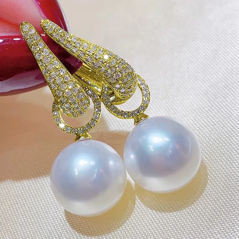 

Exquisite two ways of wearing imitation pearl zircon earring, fashionable, luxurious, atmospheric and elegant women's earrings