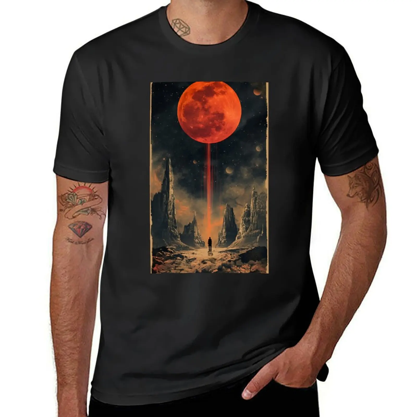 Crimson Moon's Desolate Valley T-Shirt vintage clothes blanks T-shirts for men cotton