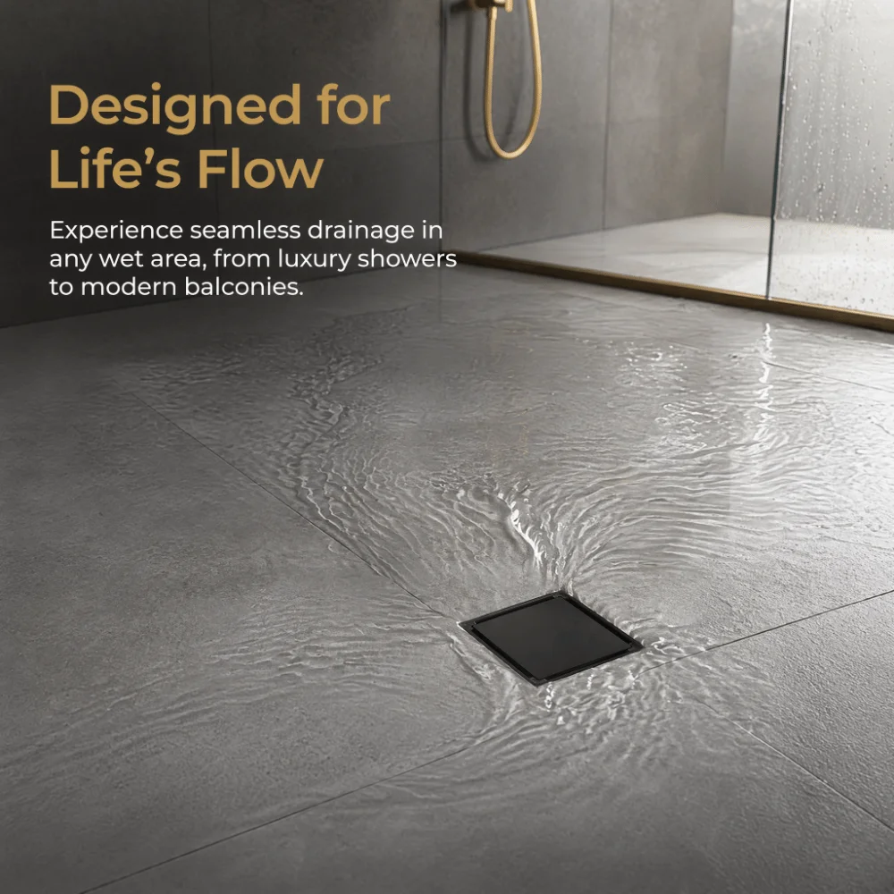 Durable Square Shower Floor Drain Copper Removable Cover Drain Cover 10×10cm / 3.94×3.94in Anti Clogging Floor Drain Shower Room