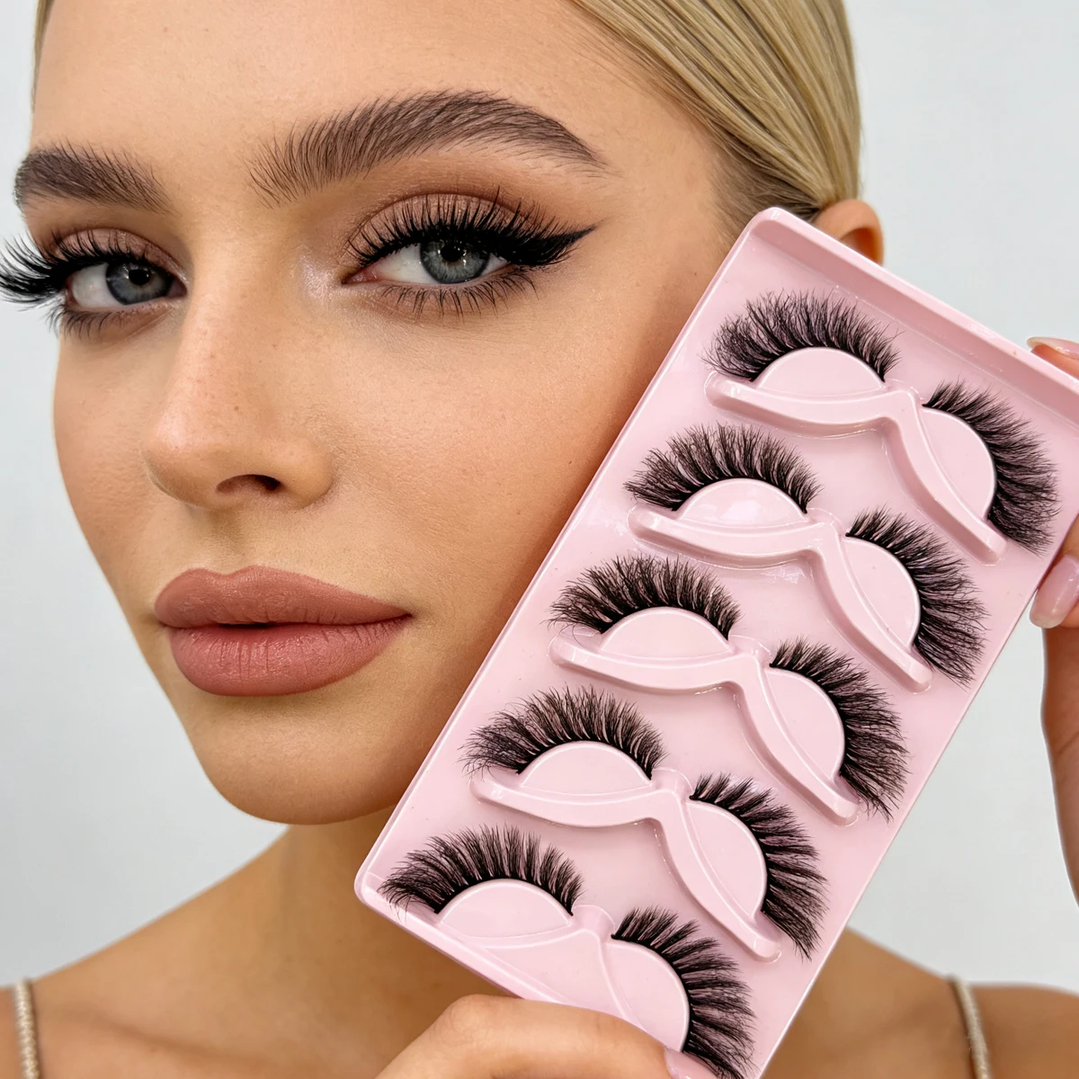 Neue 5 Paar Cat-Eye-Wimpern, künstliche Wimpern, verlängerte äußere Ecken, lange, lockige und flauschige falsche Wimpern, Make-up