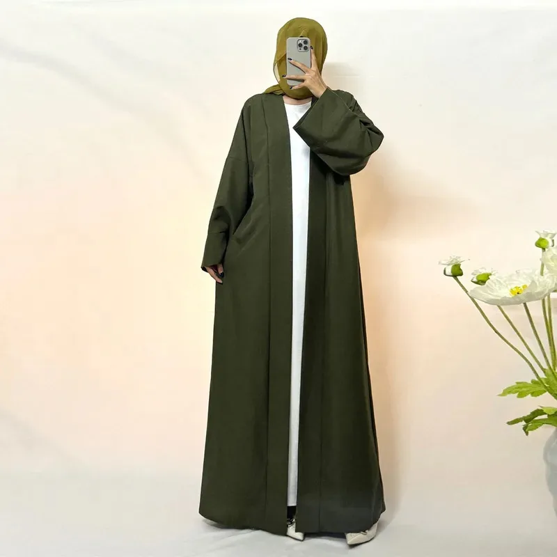 

Bonny Open Front Abaya Muslim Kaftans Islamic Clothing Solid Long Sleeve Loose Maxi Dress Women Jilbabs Abayas Dubai Robe Caftan