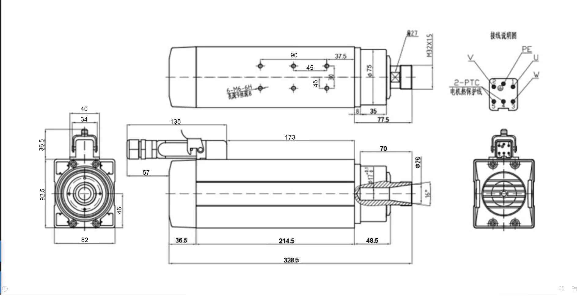 Air cooled grinding spindle motor 3.5kw 220V 380V er20  machine tool spindle for cnc router