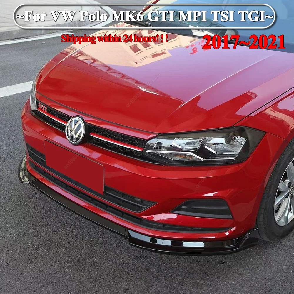 

Для VW Polo MK6 GTI MPI TSI TGI 2017-2021 Автомобильный передний бампер, комплект для губ, спойлер, сплиттер, бампер Canard, сплиттер для губ, тюнинг, черный