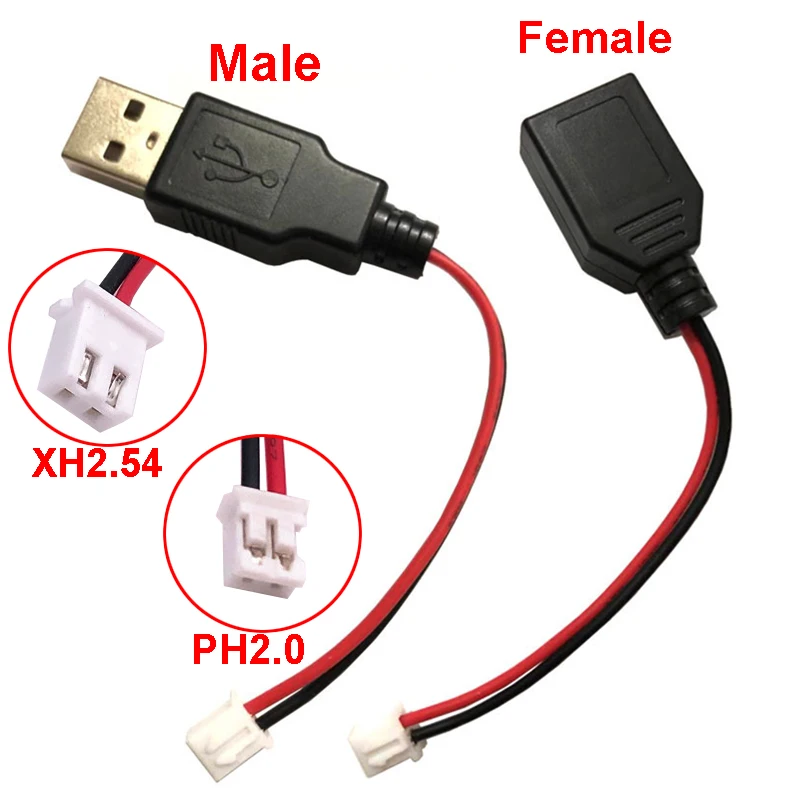 Type A Male Female USB Plug Socket Connector With XH2.54/PH2.0-2P Terminal line Cable 2 core Power USB Socket Type-A DIY Kits