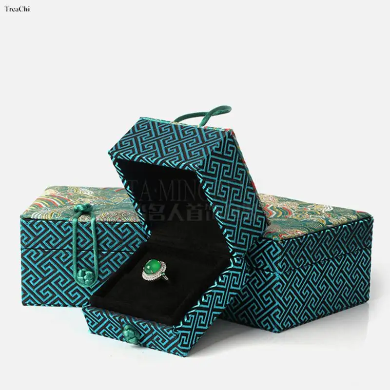 Hailanghua Button Brocade Box Antique Tassel Jewelry Box Earrings Ring Bracelet Box Jewelry Gift Traditional Chinese Packaging