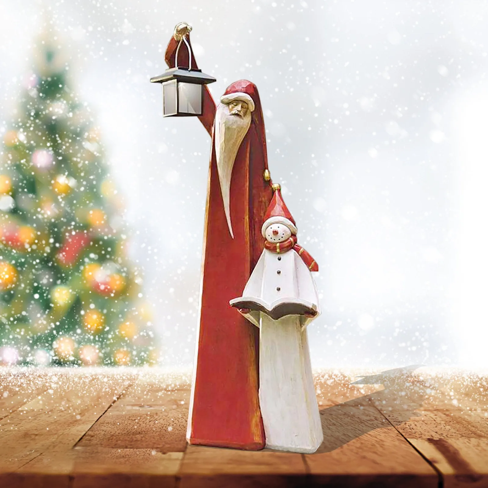 

Рождественская лампа, скульптура Санты и снеговика, украшение для сада, настольное украшение, уличное украшение, практичные невыцветающие праздничные подарки