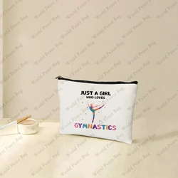 1 pc just a who love Gymnastics pattern Makeup Bag, Gymnastics Gifts,Girls Gymnastics Cosmetic Bag