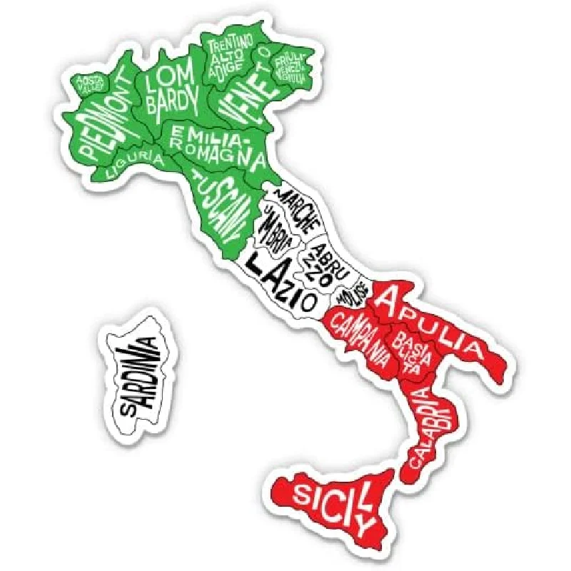 

Italy Map Regions Flag Vinyl Sticker for Car Laptop Water Bottle Phone Waterproof Decal Cover scratches Decoration Drift Accesso