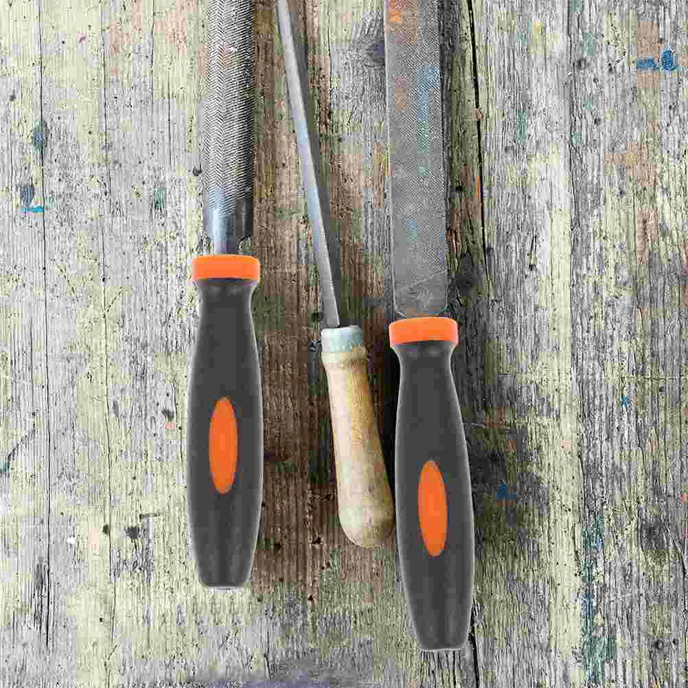 24 Pcs File Handle Accessories Rubber Grip Replacement Metal Round Handles Small