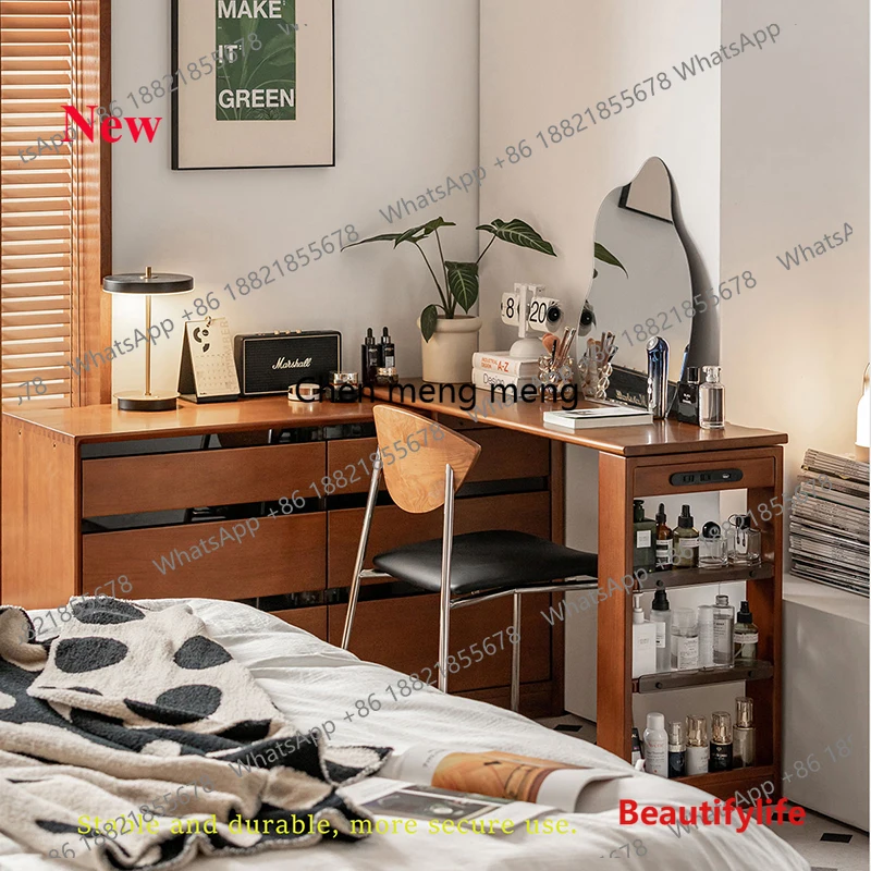 Tocador Plegable A55 Marrón, Tocadores Largos para Dormitorio, Organizador Sencillo para Adultos, Tocadores de Maquillaje para el Hogar, Almacenamiento, Muebles Nórdicos, Penteadeira