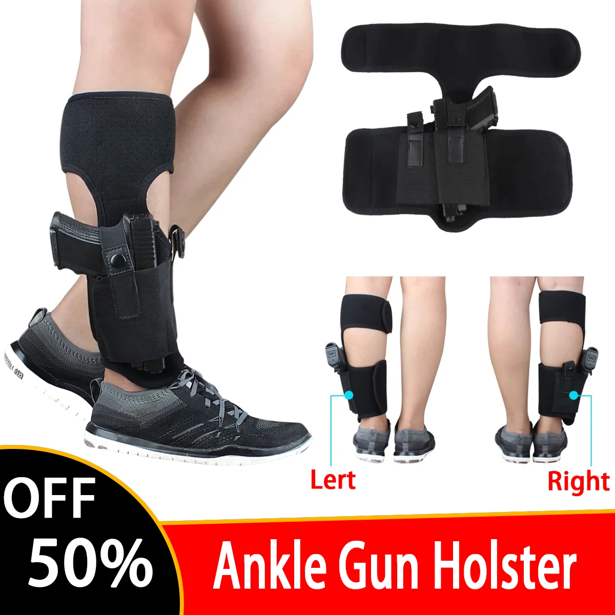 

Concealed Carry Ankle Gun Holster for Glock 26 27 30 33 42 43 S&W M&P Shield 9mm Bodyguard .380 Ruger LCP LC9 Sig Sauer Pistol