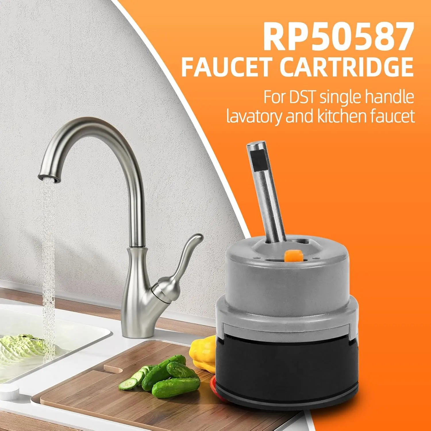 RP50587 Replacement Cartridge Valve for Delta DST Faucets - Includes RP51503 Bonnet Nut, Easy Install